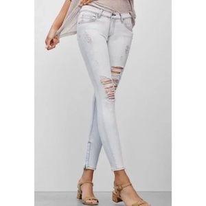 RAG & BONE ZIPPER CAPRI JEANS SHRED BLHOUT DISTRESSED LIGHT WASH WOMEN'S SIZE 27
